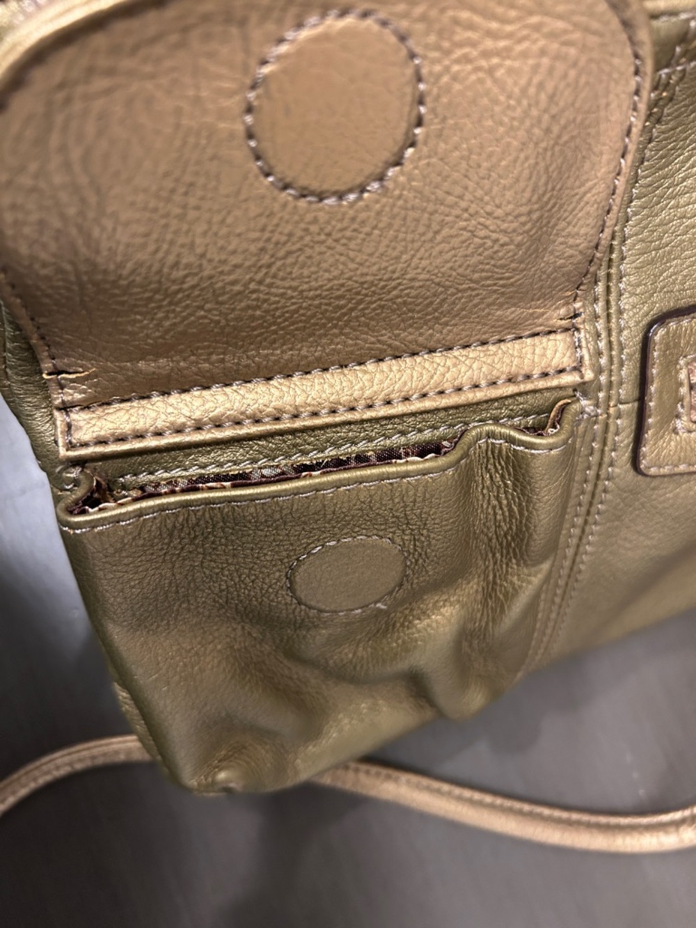 Metallic Gold Crossbody Bag with Front Pocket - Picture 6 of 6